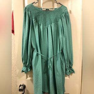 Light teal long sleeve dress
